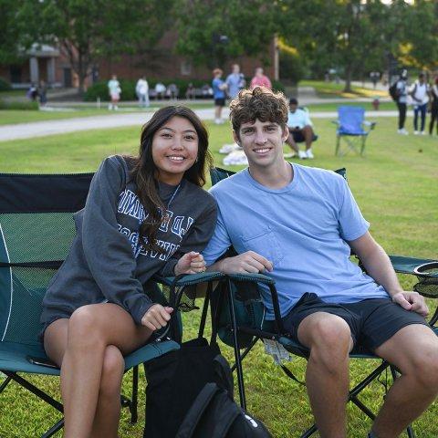 two students on the quad